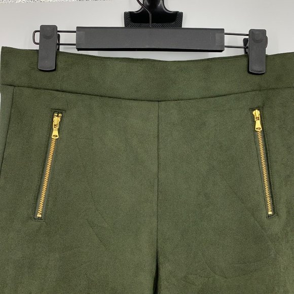 LOFT Leggings Green Faux Suede Zip Skinny Ankle Pull On - Picture 3 of 10
